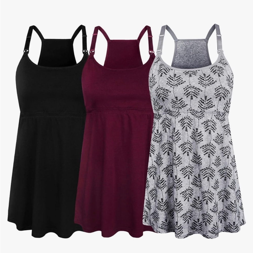 Set of 3 maternity friendly nursing tanks